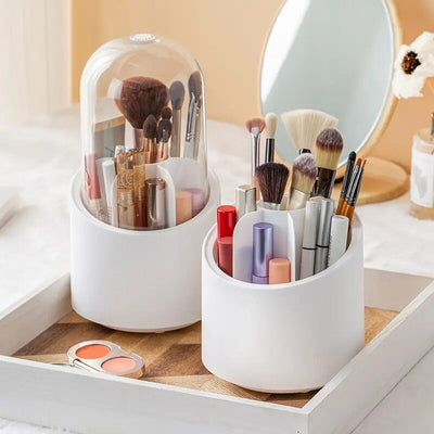 Sazgar Brush Container Makeup Brush Holder Dust-proof Rotating Plastic Lipstick Eyebrow Pencil Vanity Supplies